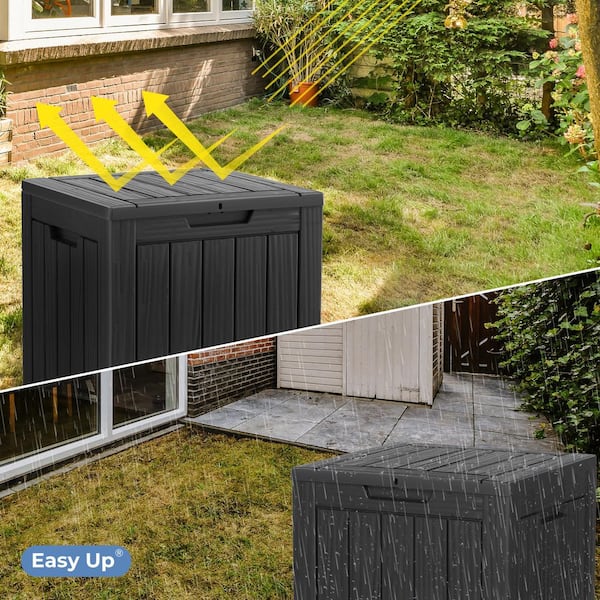 28 gal. Black Resin 18.11 in. L x 16.93 in. W x 23.03 in. H Outdoor Large Storage Deck Box