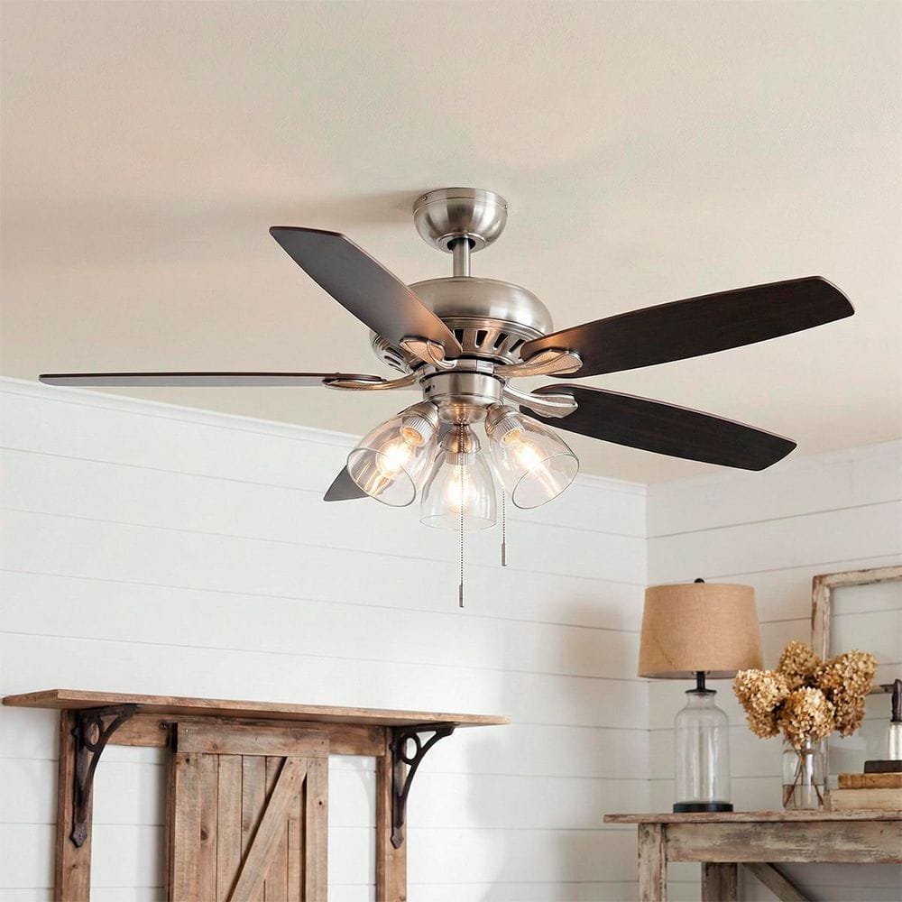Hampton Bay Rockport 52 in. Indoor LED Brushed Nickel Ceiling Fan