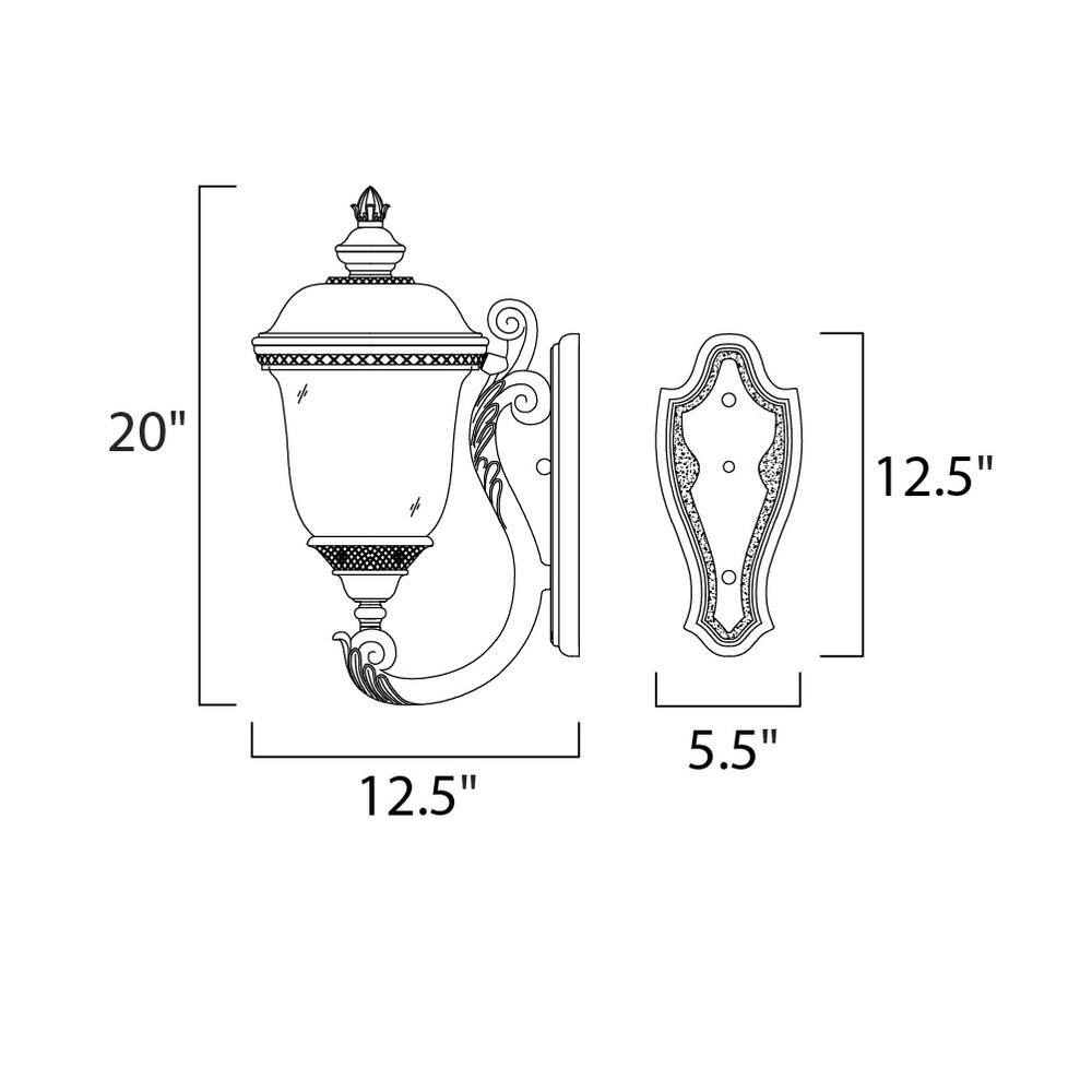 Oriental Bronze 2-Light Outdoor Wall Lantern with Water Glass