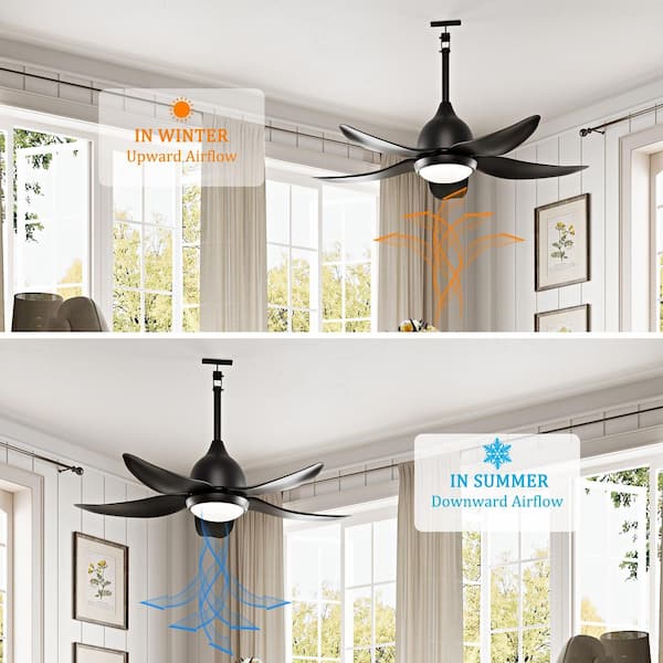 44 in. Indoor/Outdoor Black Waterproof LED Gazebo Ceiling Fan with Light and Remote Angled Industrial Plug-In Fandelier