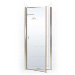 Legend 21.625 in. to 22.625 in. x 64 in. Framed Hinged Shower Door in Brushed Nickel with Clear Glass
