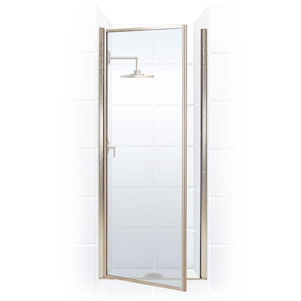 Coastal Shower Doors Legend 21.625 in. to 22.625 in. x 69 in. Framed Hinged Shower Door in Brushed Nickel with Clear Glass