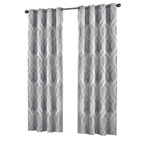 Caprese ThermaLayer™ Silver Geometric Pattern  Polyester 52 in. W x 63 in. L Blackout Single Grommet Top Curtain Panel