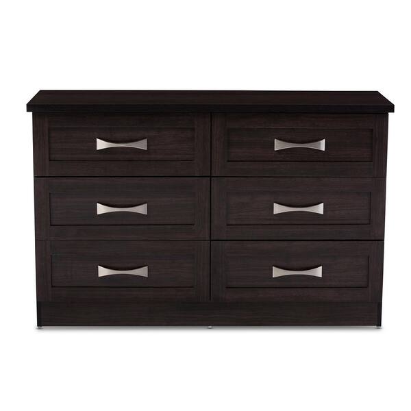 Baxton Studio Colburn 6 Drawer Dark Brown Wood Dresser 28862 6488