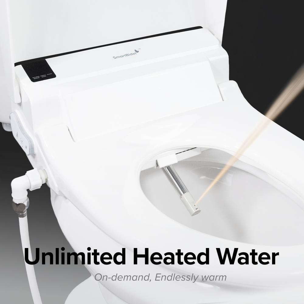 White Elongated Electric Bidet Toilet Seat with Remote Control