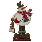 17.5in Lighted Waving Happy Holidays Snowman Christmas Tabletop Decoration