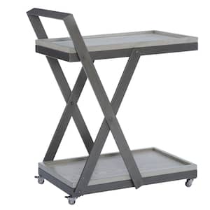Eivor Pewter Gray Bar Cart with 2-Shelves and Casters