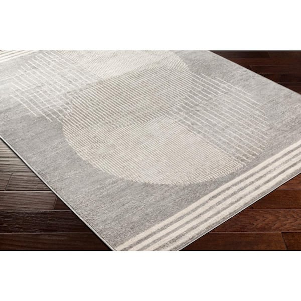 Floransa Silver 3 ft. x 10 ft. Indoor Geometric Runner Rug