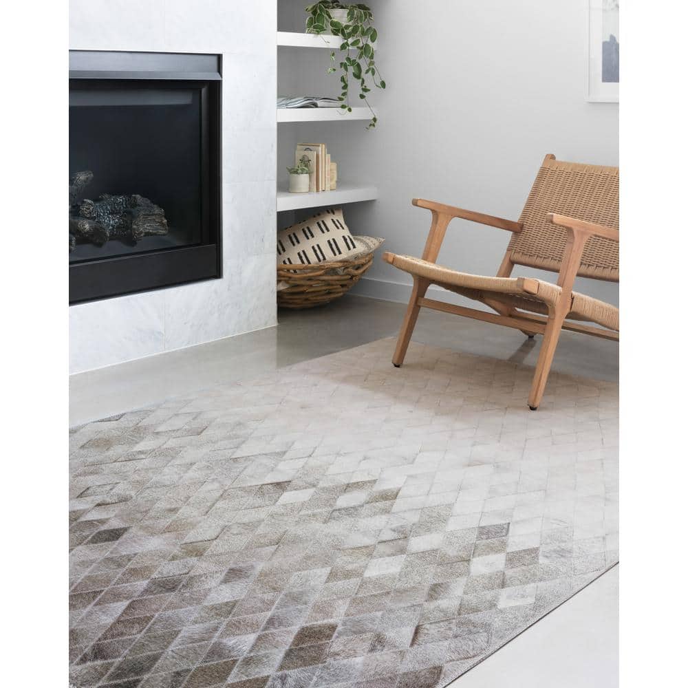 Gray Rectangular Cowhide Patchwork 8' x 10' Rug