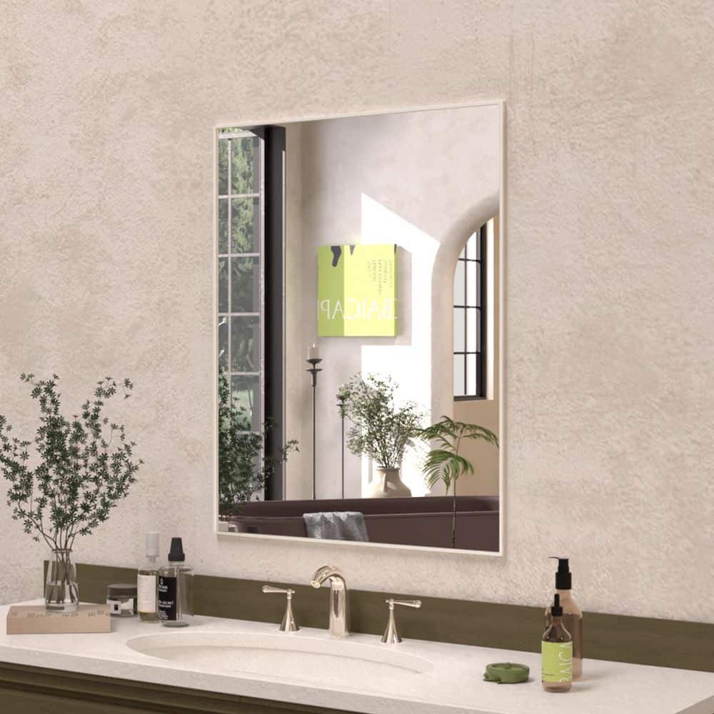 Sight 24 in. W. x 30 in. H Rectangular Framed Wall Bathroom Vanity Mirror in Brushed Nickel price history on PriceWatchPro