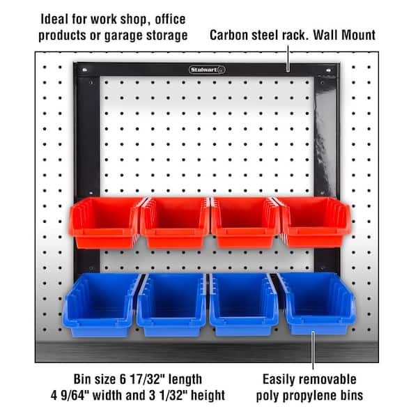 8 Bin Storage Rack Organizer- Wall Mountable Container with Remo