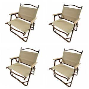 Natural Aluminium Folding Camping Chair Set of 4 Portable Travel Kermit Chair with Armrests