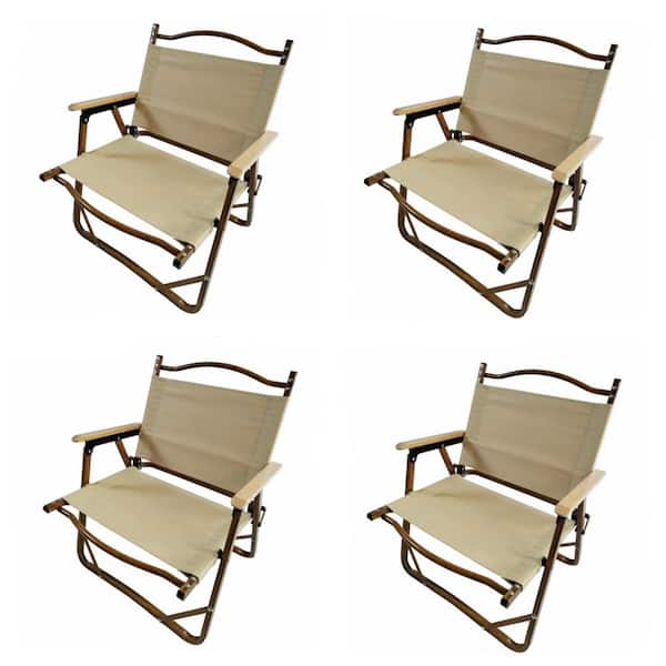 GAWEZA Natural Aluminium Folding Camping Chair Set of 4 Portable Travel Kermit Chair with Armrests