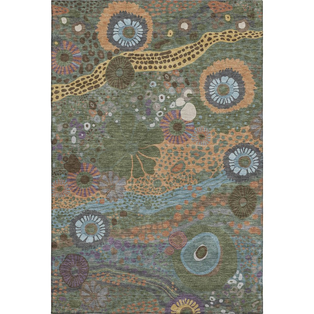 Mayfield Premium Machine Washable Abstract AMF2498 Basil 8 ft. x 10 ft. Area Rug price history on PriceWatchPro