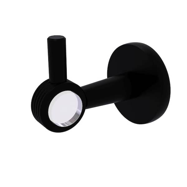 Allied Brass Clearview Collection J-Hook Robe/Towel Hook with Groovy Accents in Matte Black