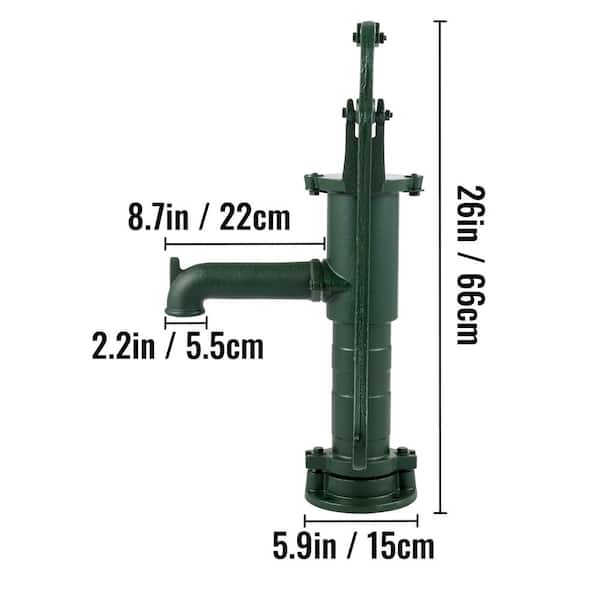 Hand Water Pump 15.7 in. x 9.4 in. x 51.6 in. Cast Iron Pitcher Pump 26 in.  Pump Stand For Yard Ponds Garden, Green