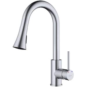 Weybridge Single Handle Pull Down Sprayer Kitchen Faucet with Dual Function Spray Head in Stainless Steel