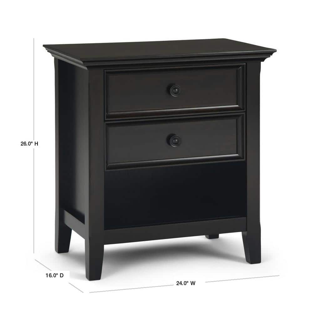 Amherst Hickory Brown Solid Pine 2-Drawer Nightstand with Shelf
