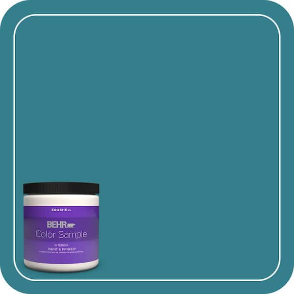 BEHR PREMIUM PLUS 8 oz. Home Decorators Collection #HDC-CL-27 Calypso Blue Eggshell Enamel Interior Paint & Primer Color Sample