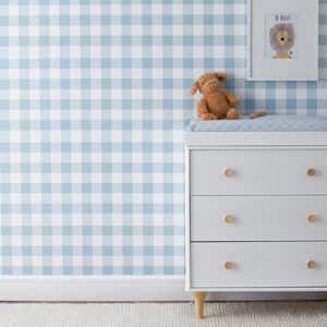 Gingham Blue Peel and Stick Removable Wallpaper Panel (covers approx. 26 sq. ft.)