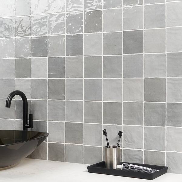 Kingston Gray 4 in. x 0.35 in. Glazed Ceramic Wall Tile Sample