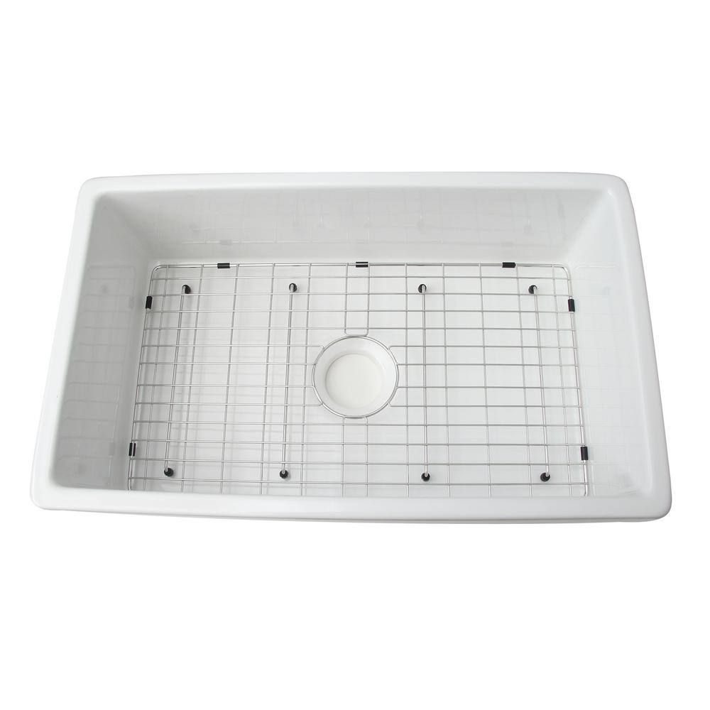 White Fireclay 30'' Fluted Farmhouse Kitchen Sink