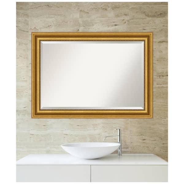 Medium Rectangle Antique Gold Metallic Beveled Glass Modern Mirror (29.75 in. H x 41.75 in. W)