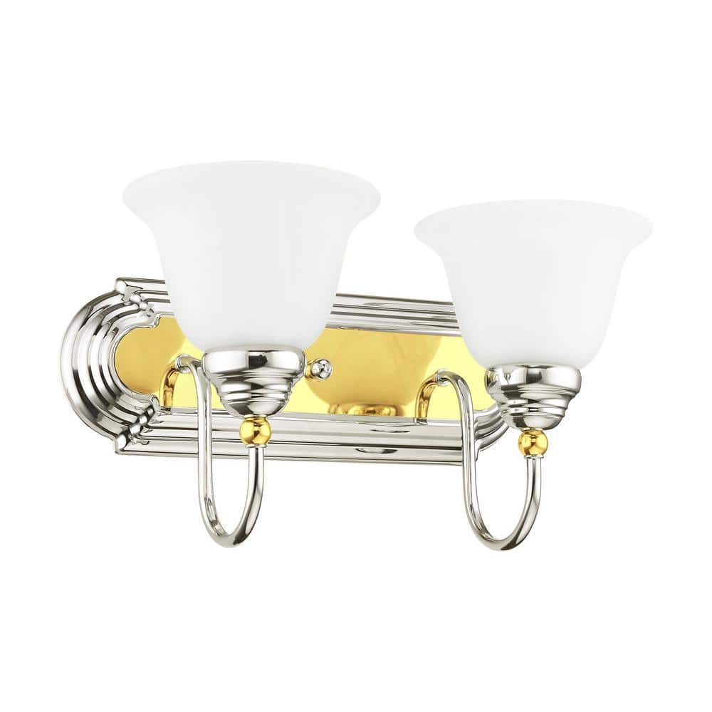 Belmont 2-Light Polished Chrome and Brass Vanity Fixture