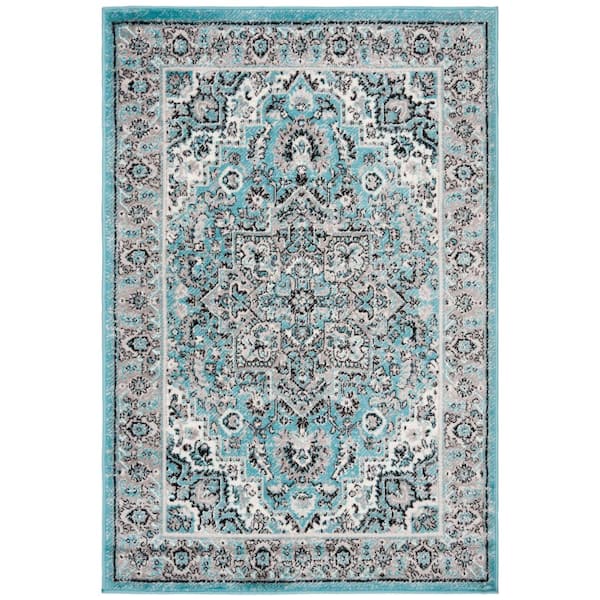 SAFAVIEH Skyler Blue/Ivory Doormat 3 ft. x 5 ft. Border Area Rug