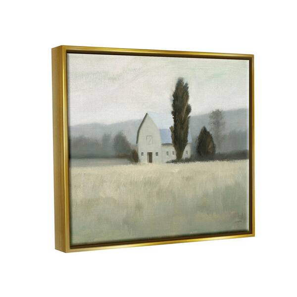 The Stupell Home Decor Collection Farmside Landscape White Barn Green Meadow  by James Wiens Floater Frame Nature Wall Art Print 25 in. x 31 in.  ad-033_ffg_24x30 - The Home Depot