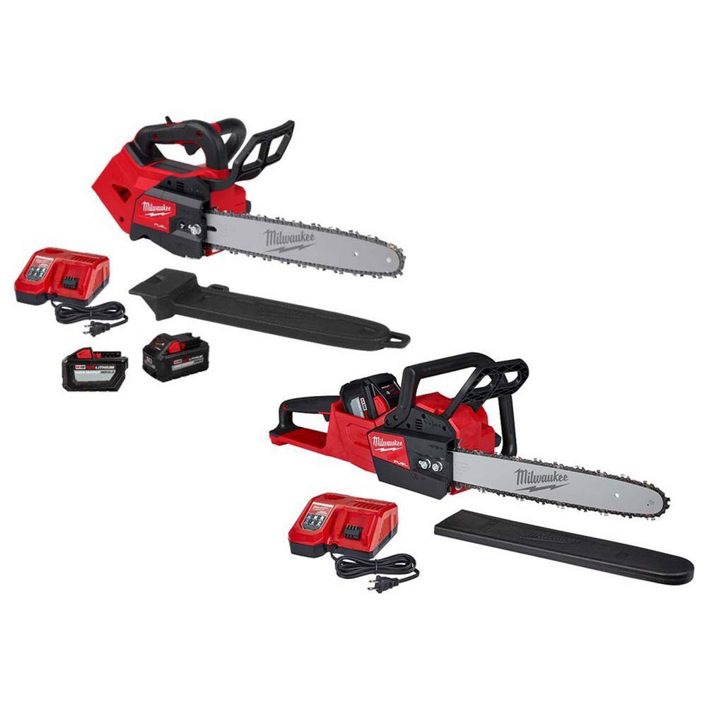 Milwaukee M18 FUEL 14 in. Top Handle 18V Lithium-Ion Brushless Cordless Chainsaw w/16 in. Chainsaw, 8.0 Ah, (2) 12.0 Ah Battery -  2826-22T-2721HD