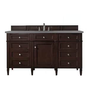 Brittany 60 in. W x 23.5 in.D x 34 in. H Single Bath Vanity in Burnished Mahogany with Quartz Top in Grey Expo