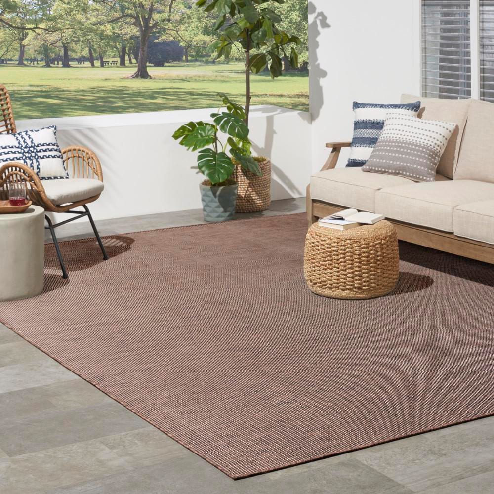 Nourison Positano Natural 9 ft. x 12 ft. Solid Contemporary Indoor/Outdoor Patio Area Rug 842336