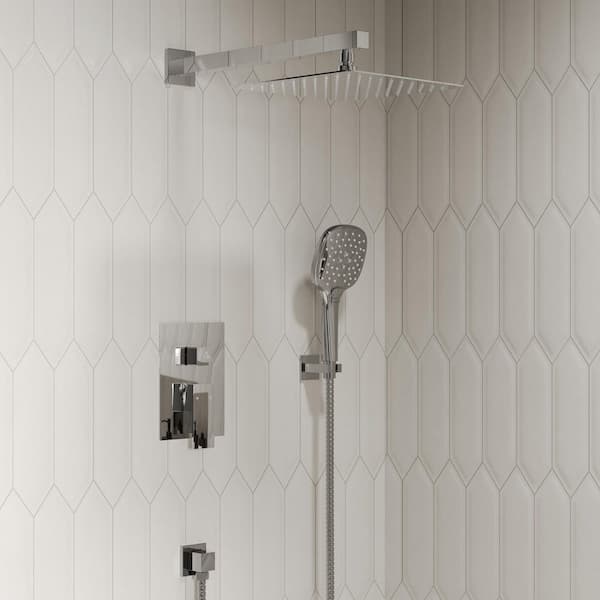 YAWWALK Single Handle 3-Spray 10 in. Wall Mount Tub and Shower Faucet 2.5 GPM in. Chrome(Valve Included)