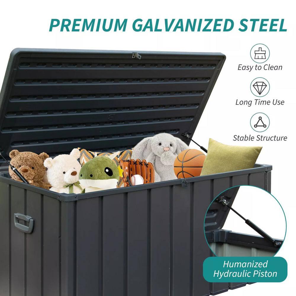 100-Gal. Outdoor Storage Deck Box, Waterproof Patio Storage Box, Large Capa