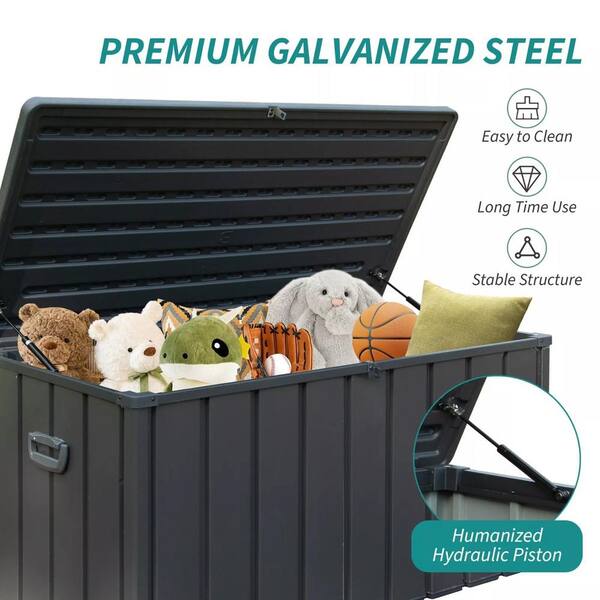 Unbranded 100-Gal. Outdoor Storage Deck Box, Waterproof Patio Storage Box, Large Capacity Lockable, Suitable for Outdoor Storage