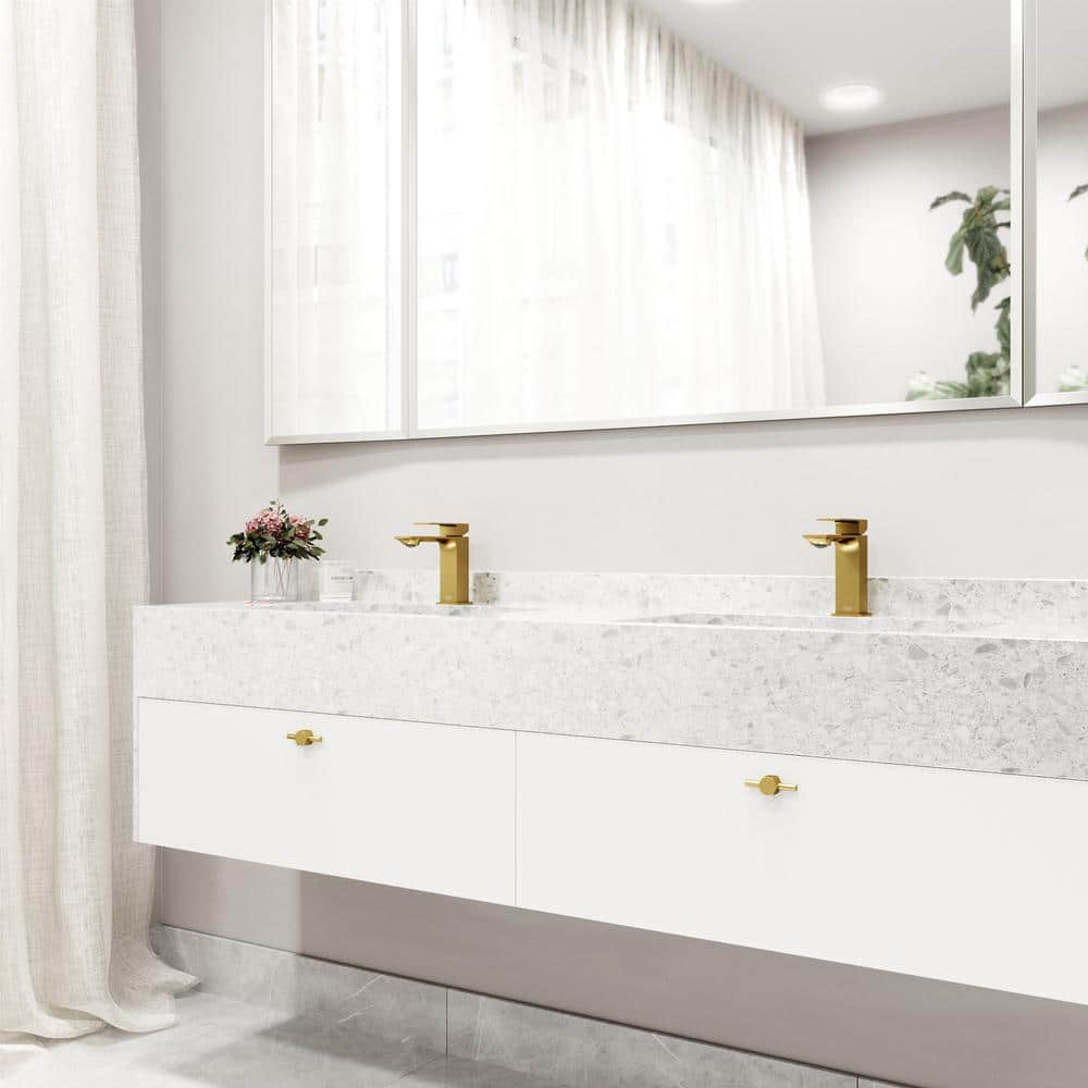 Dunn Matte Brushed Gold Single-Handle High-Spout Bathroom Faucet