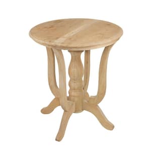 23.6 in. Brown Round Wood Top End Table