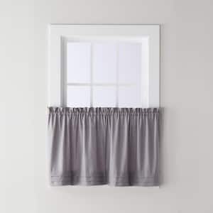 Holden 24 in. L Polyester Tier Curtain in Dove Gray (2-Pack)