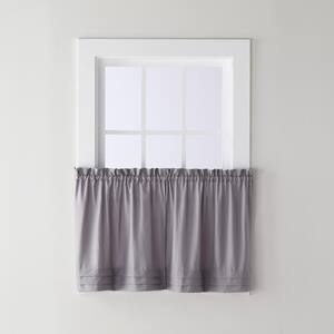 Holden 24 in. L Polyester Tier Curtain in Dove Gray (2-Pack)