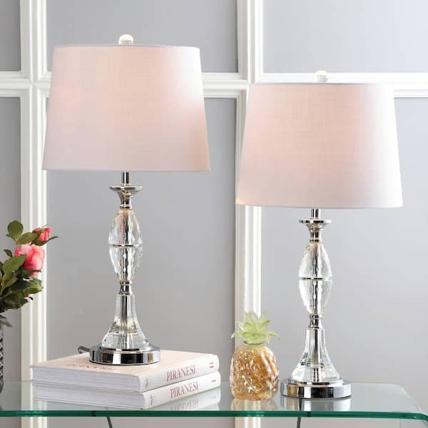 JONATHAN Y Reid 25.5 in. Crystal Table Lamp, Clear/Chrome (Set of 2 ...