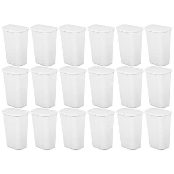 Sterilite 11.3 Gal. White Lift Top Lid Kitchen Wastebasket Plastic Household Trash Can (18-Pack)