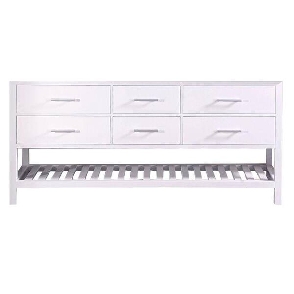 Design Element London 71 in. W x 21.5 in. D x 33.75 in. H Vanity Cabinet Only in White with Open Bottom