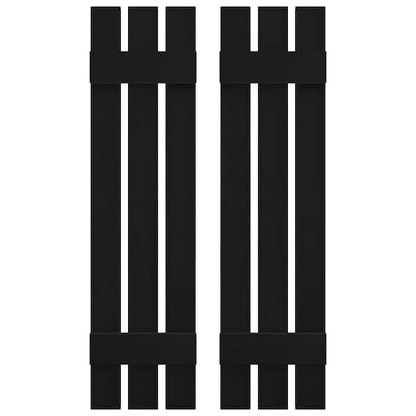 12 in. W x 51 in. H Vinyl Exterior Spaced Board and Batten Shutters Pair in Black
