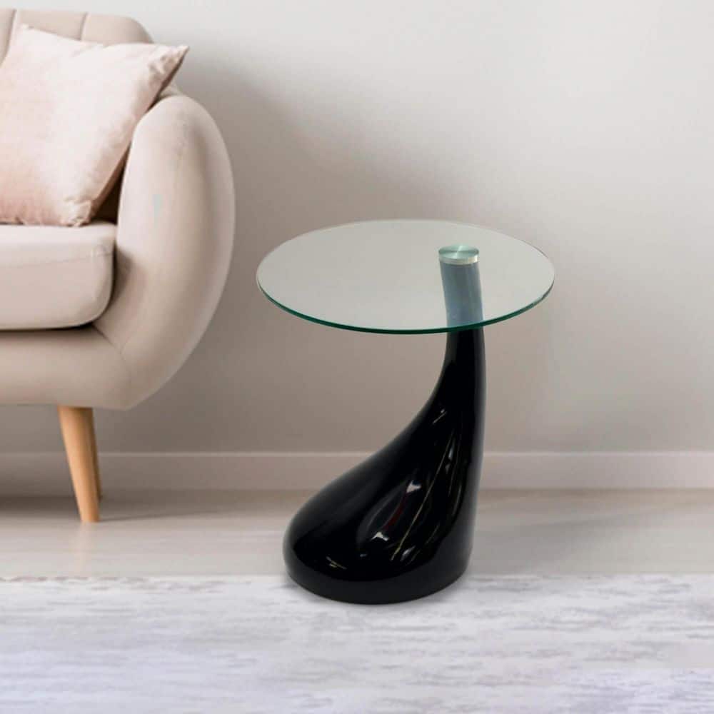 Centeno Round Clear Glass Top Pedestal End Table