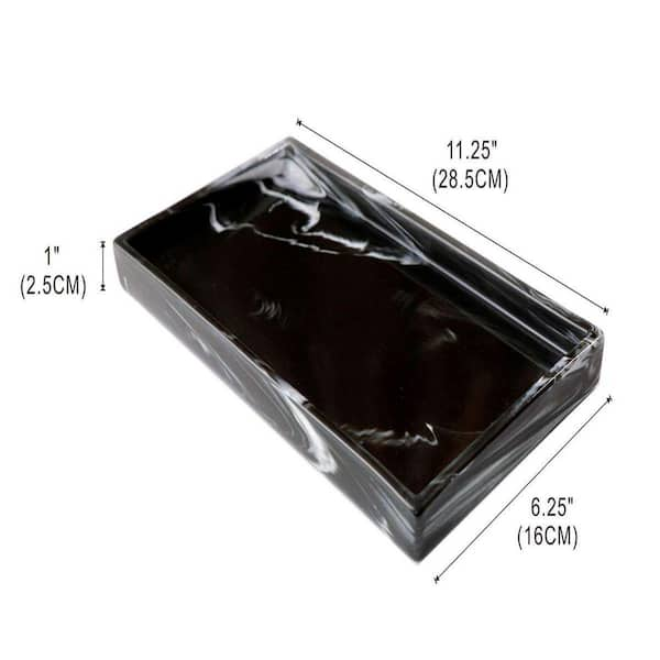 Dracelo Black Bathroom Vanity Tray for Countertop - Bamboo Organizer Tray for Dresser Tops, Toilet Small Decorative Tray