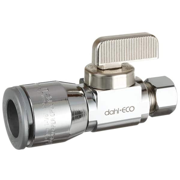 DAHL 1/2 in. QUICK-GRIP x 3/8 in. O.D. Comp, Supply Stop, Straight, Plated, Lead-Free