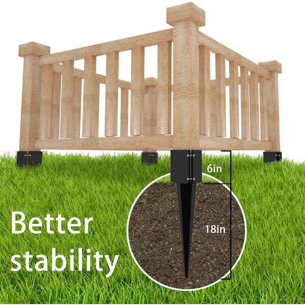 Insaga Decorative 4x4 Post Base Spike, Heavy Duty Fence Post Anchor Ground Spike For Mailbox Fence Post, Fence Stakes Post Support Base 23 X 3.7 X 3.7'' Outer Diameter (Inner