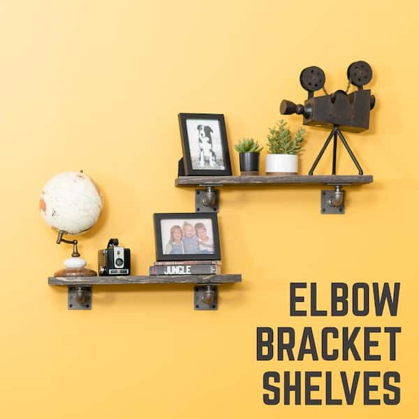 1/2 in. Black Pipe 5.75 in. L Wall Mounted Square Flange Shelf Bracket Kit (4-Pack) 1/2 in. Black Pipe 5.75 in. L Wall Mounted Square Flange Shelf Bracket Kit (4-Pack)