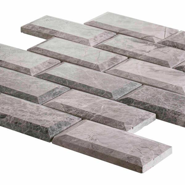 Marble Jeffrey Court Tundra Grey 2 x 4 Beveled 10 in. x 11.75 in